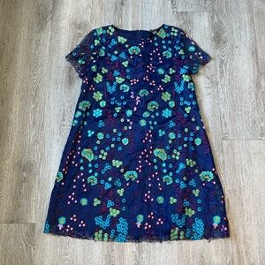Tahari Floral Embroidered Navy blue Dress size 8 wedding shower guest